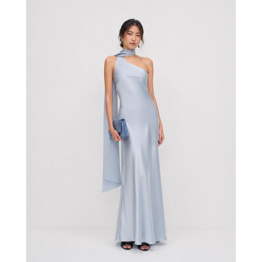 Reformation Jazlyn Silk Dress Mineral Blue Size 10 NWT - Picture 5 of 12